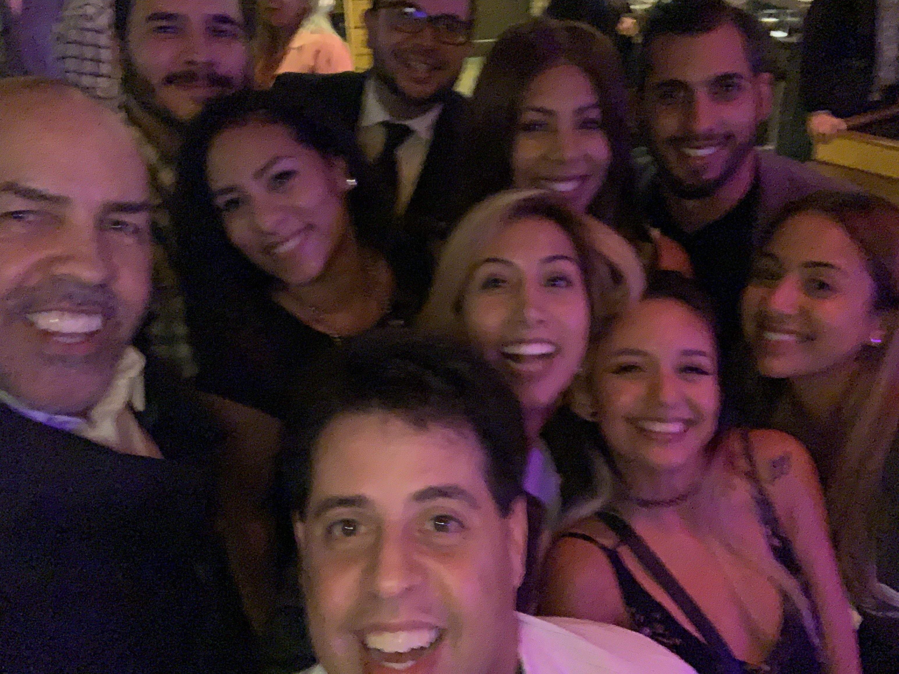 Selfie with a group of people at Copper Blues Grand Opening hosted by the Doral Chamber of Commerce.
