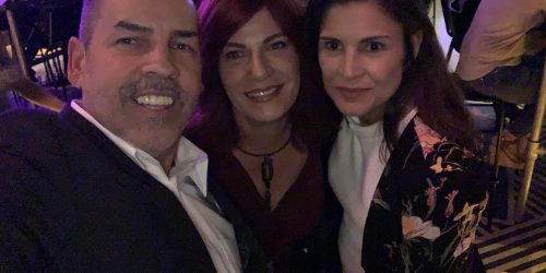 Manny Sarmiento, selfie with others at the Copper Blues Improv Grand Opening event hosted by the Doral Chamber of Commerce.