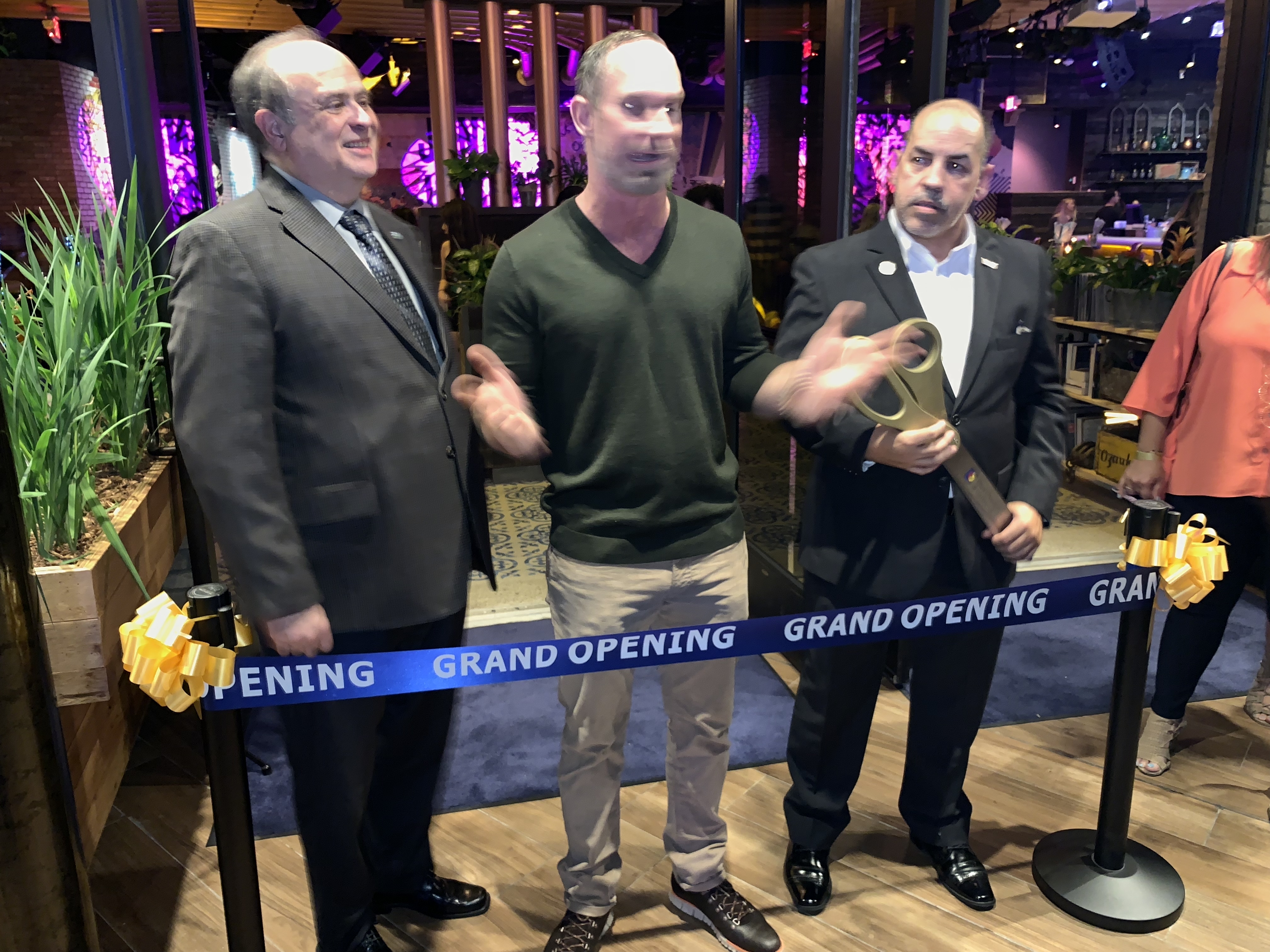 Copper Blues Improv Grand Opening, preparing to cut the ribbon, a Doral Chamber of Commerce event.