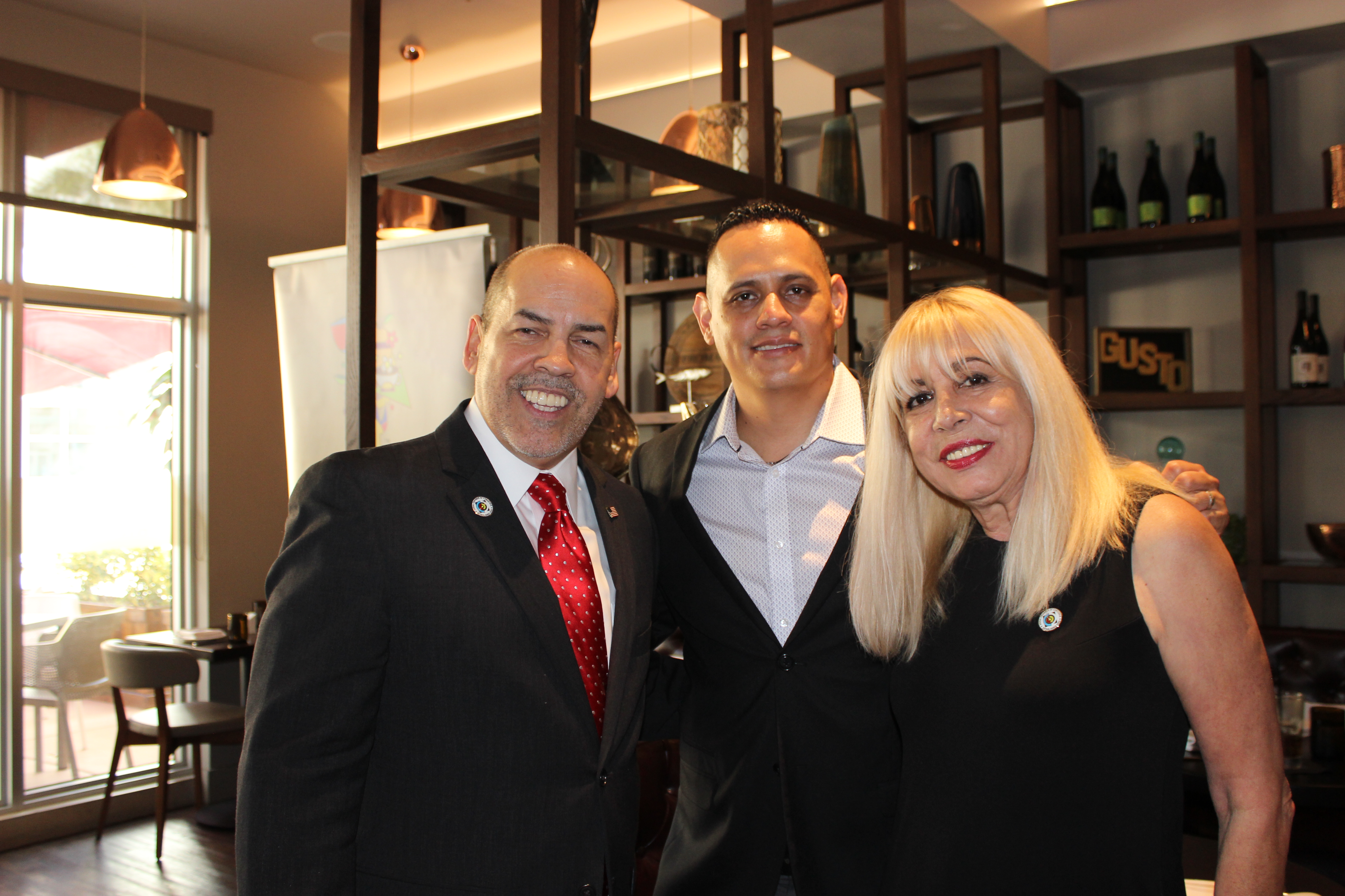 Manny Sarmiento, Carmen Lopez, and Bayardo Aleman in Gusto Ristobar Luncheon hosted by Doral Chamber of Commerce.