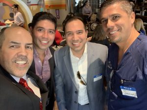 Manny Sarmiento, PereGonza, and Javier Prieto at Gusto Ristobar Luncheon hosted by the Doral Chamber of Commerce.