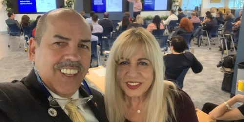 Doral Chamber of Commerce introduces DCC 21st Century Technology event, selfie with Manny Sarmiento and Carmen Lopez.