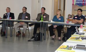 Doral Chamber of Commerce introduces Circle of Success event, members listening in on what Manny is saying.