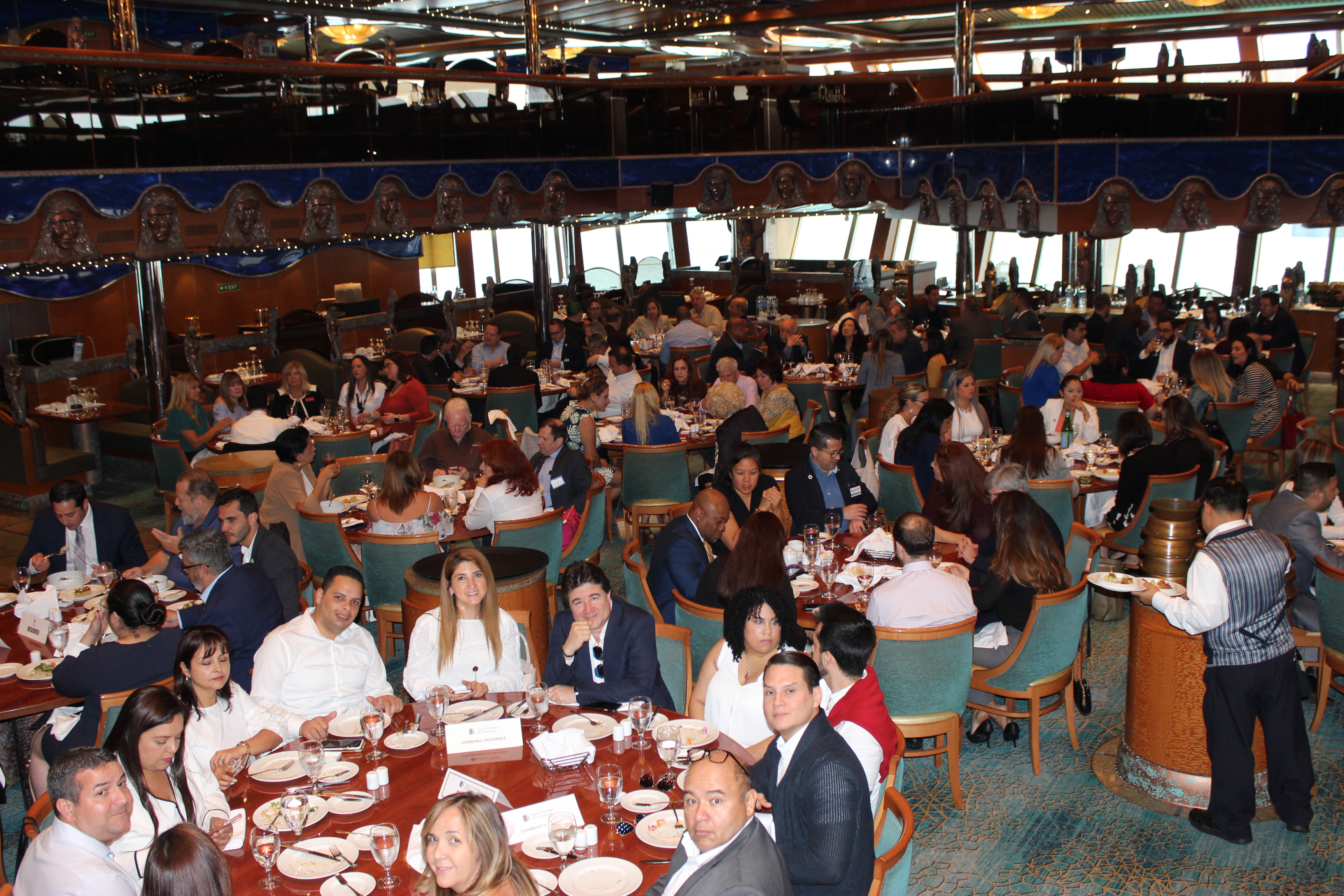 Doral Chamber of Commerce Carnival Cruise Luncheon 2019, Networking Event in Miami, Florida. The entire Dining Hall inside Carnival Cruise Victory.