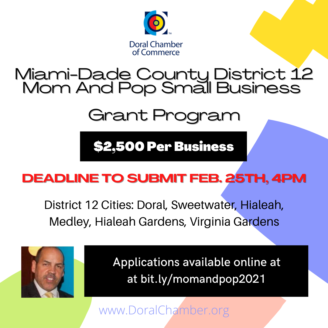 Download Doral Chamber of Commerce Mom and Pop Grants District 12 Miami-Dade Applications