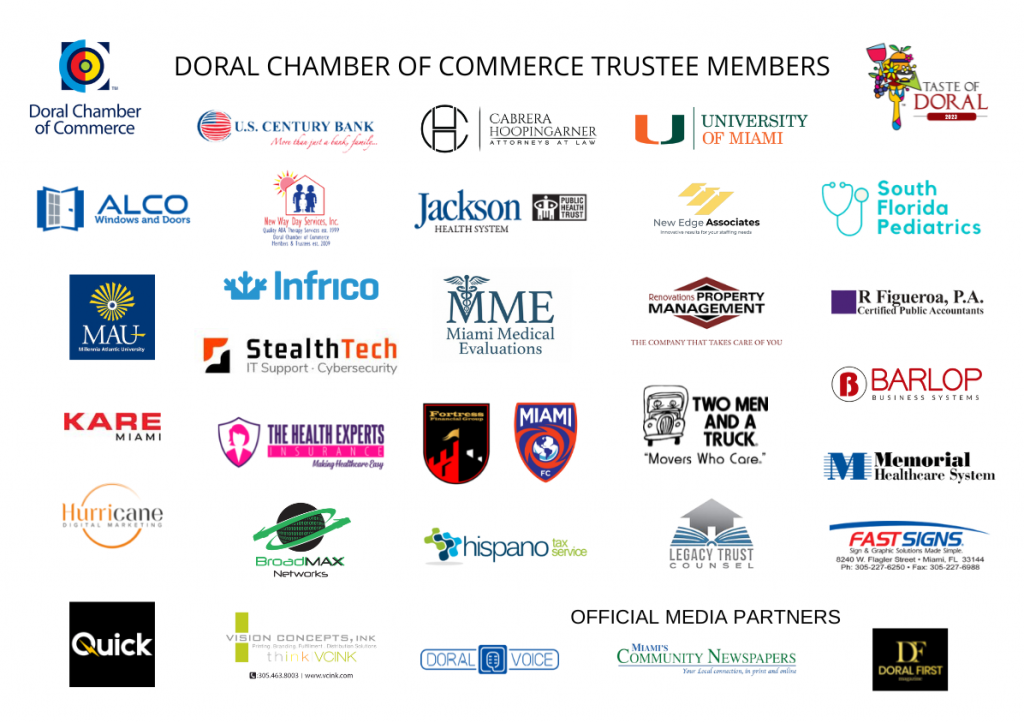 Doral Chamber of Commerce Trustee Members as of February 6th, 2023.
