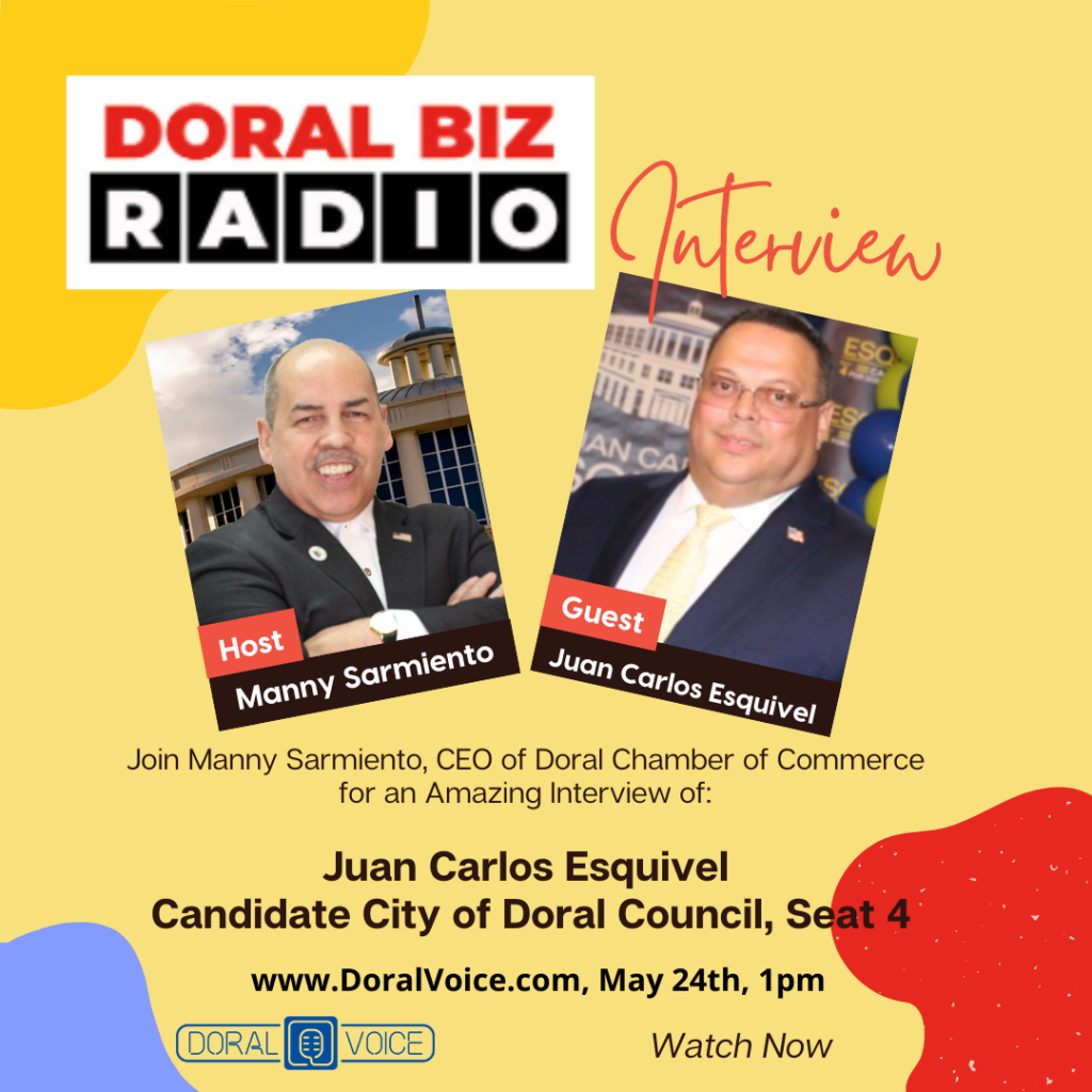 Candid Doral: Juan Carlos Esquivel on Doral Biz Radio with Manny Sarmiento 5/24/22