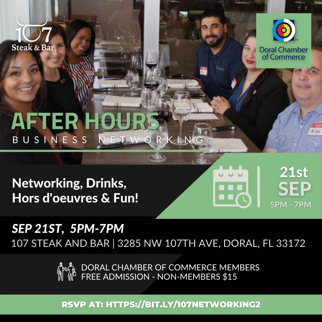 September Networking after hours at 107 steak and bar