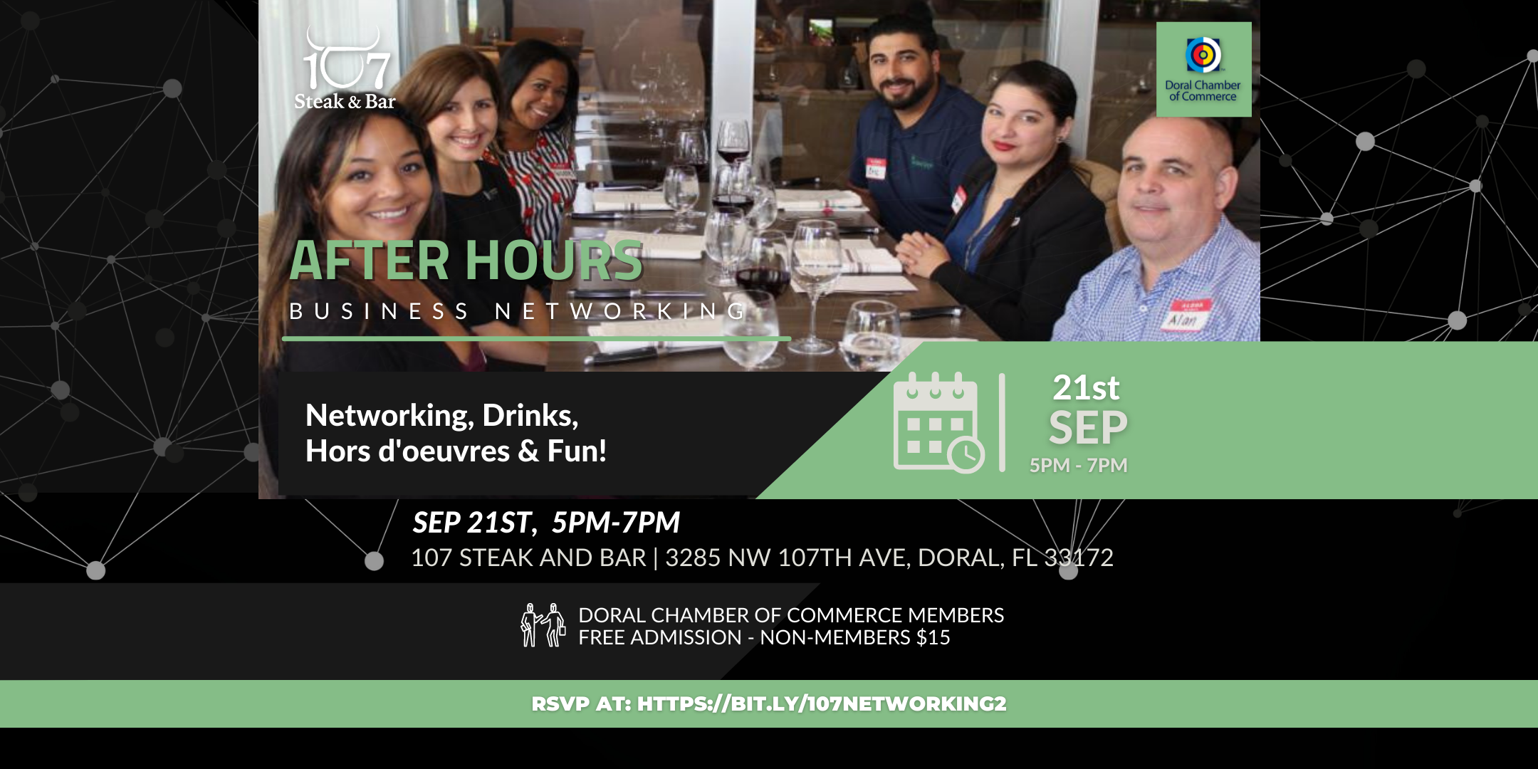 September Networking after hours at 107 steak and bar wide new