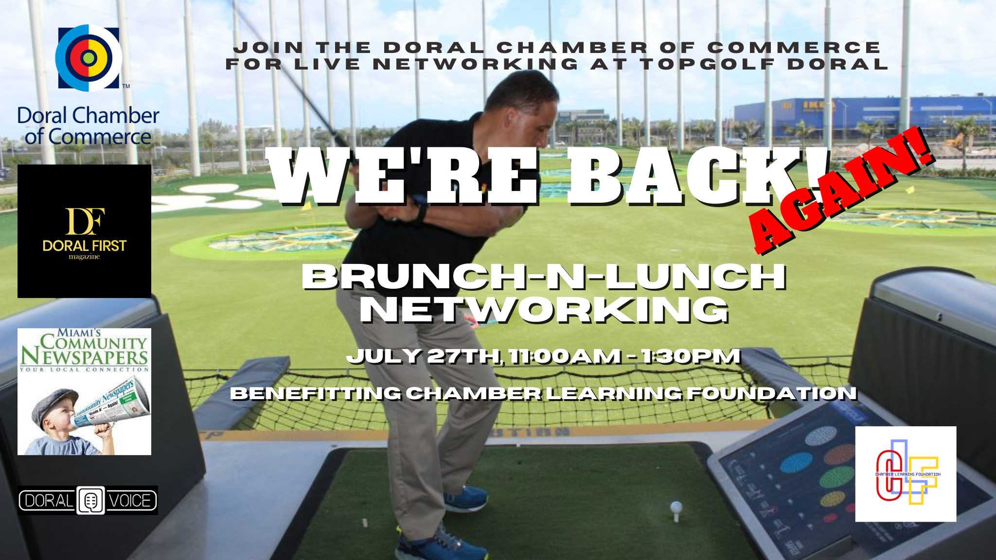 Wide Networking Brunch-n-Lunch at Topgolf Miami-Doral. Doral Chamber of Commerce and Miami's Community Newspapers.
