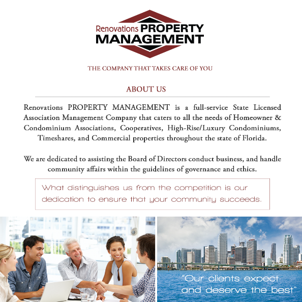 Renovations Property Management is a full-service State Licensed Association
