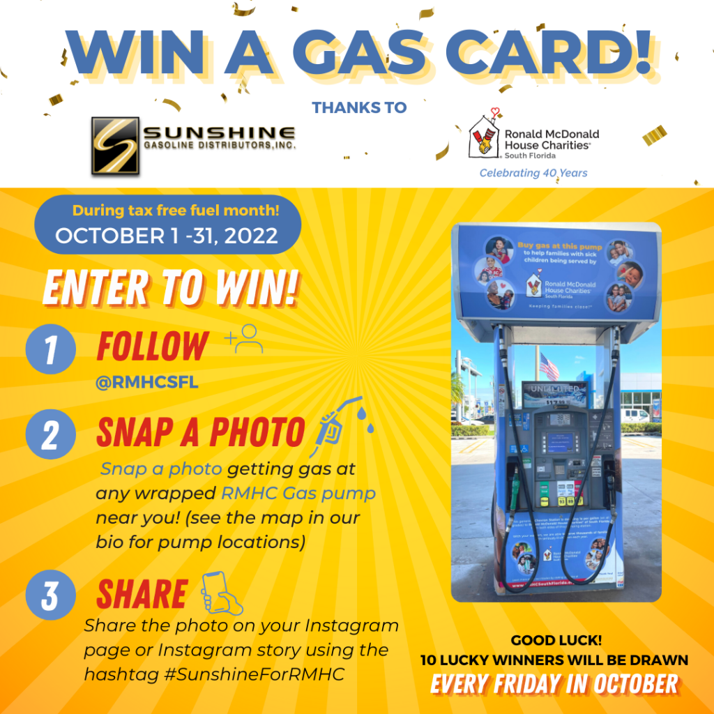 Ronald McDonald House Charities of South Florida #SunshineForRMHC Gas Card Giveaway! image