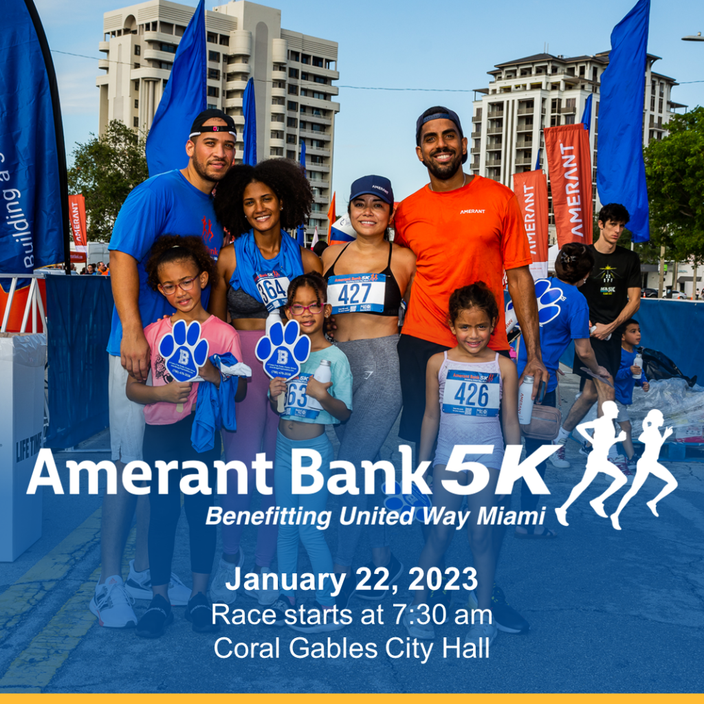 United Way Amerant Bank 5K. Image of finish line and runners. Doral Chamber of Commerce.