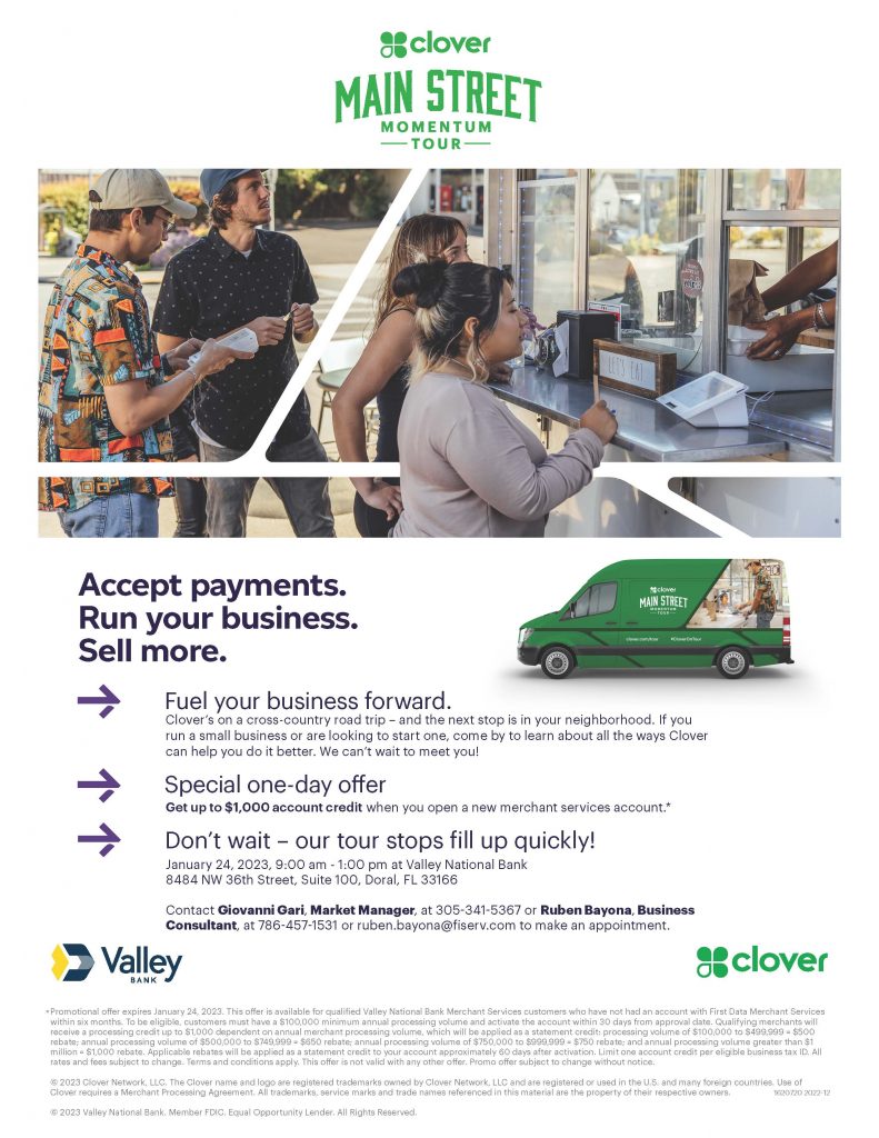 Valley Clover Mainstreet Momentum Tour at Valley Bank Doral January 24, 2023