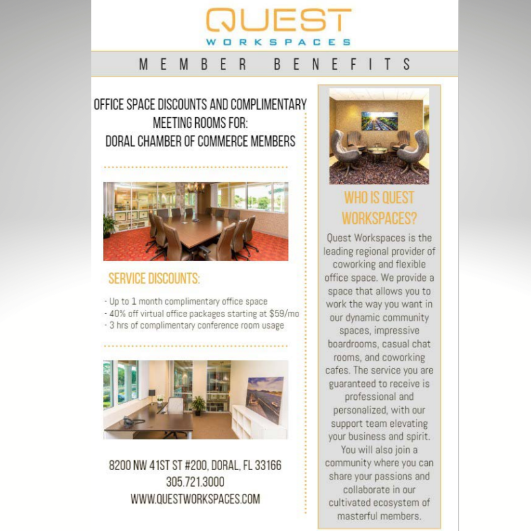 Quest Workspaces Office Rental Specials Perfectly located and easily accessible, yet in a quiet, suburban setting You’ll be part of a well-established, diverse and close-knit community