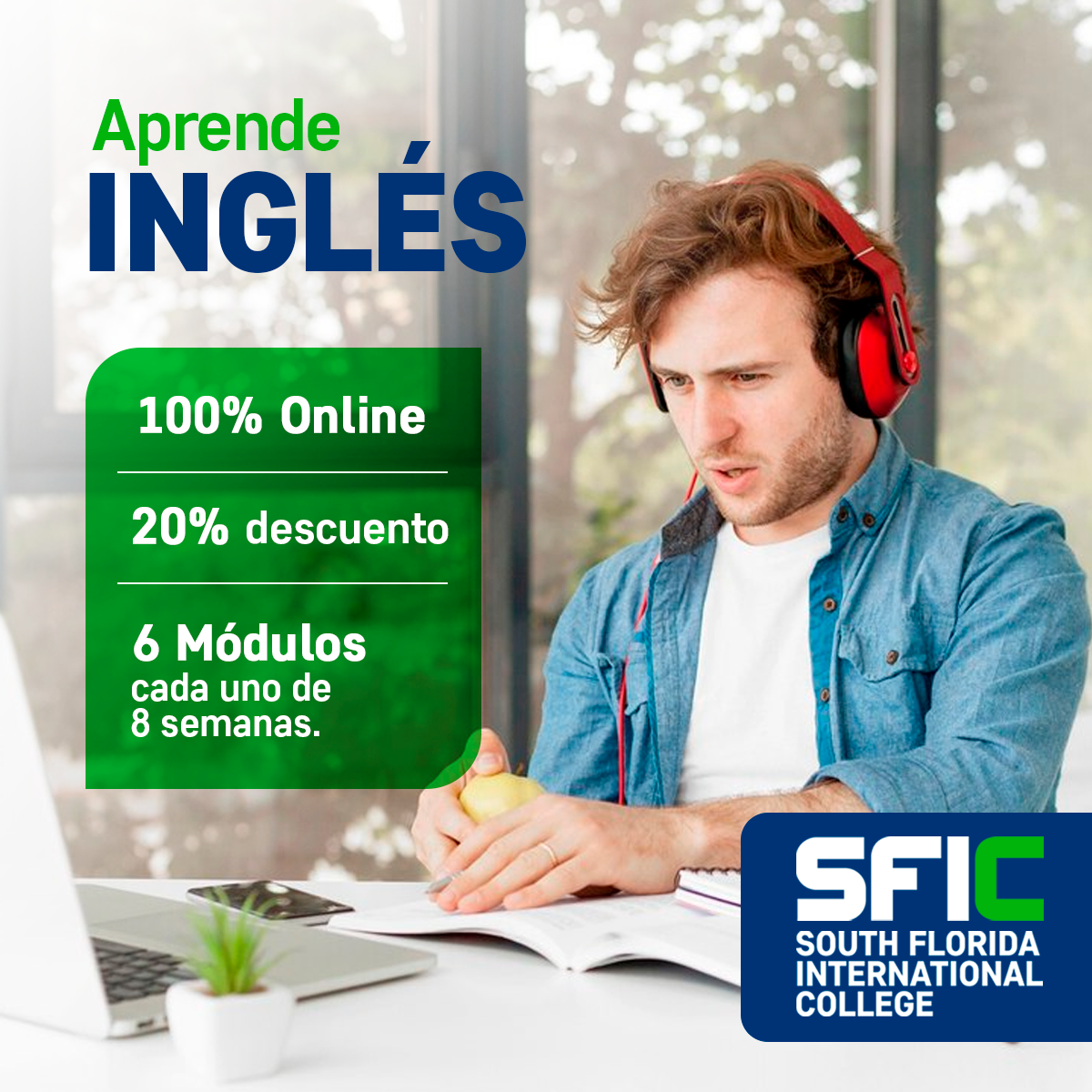 South Florida International College Obtengan un 20% de descuento en nuestro programa de inglés.