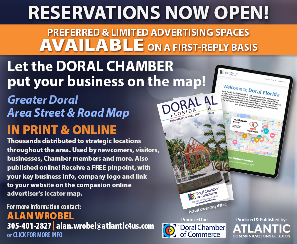 Get your Doral business on the map. Doral Chamber of Commerce business map. Reserve your spot now.