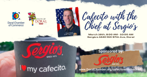 Cafecito with the Chief of Police Doral. Sergio's Restaurant Doral.