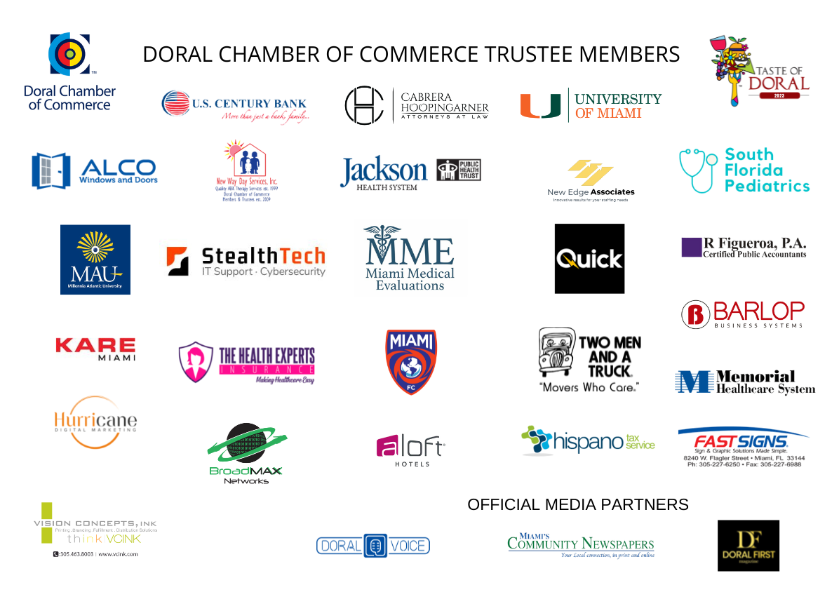 Doral Chamber of Commerce Trustee Members as of February 6th, 2023.
