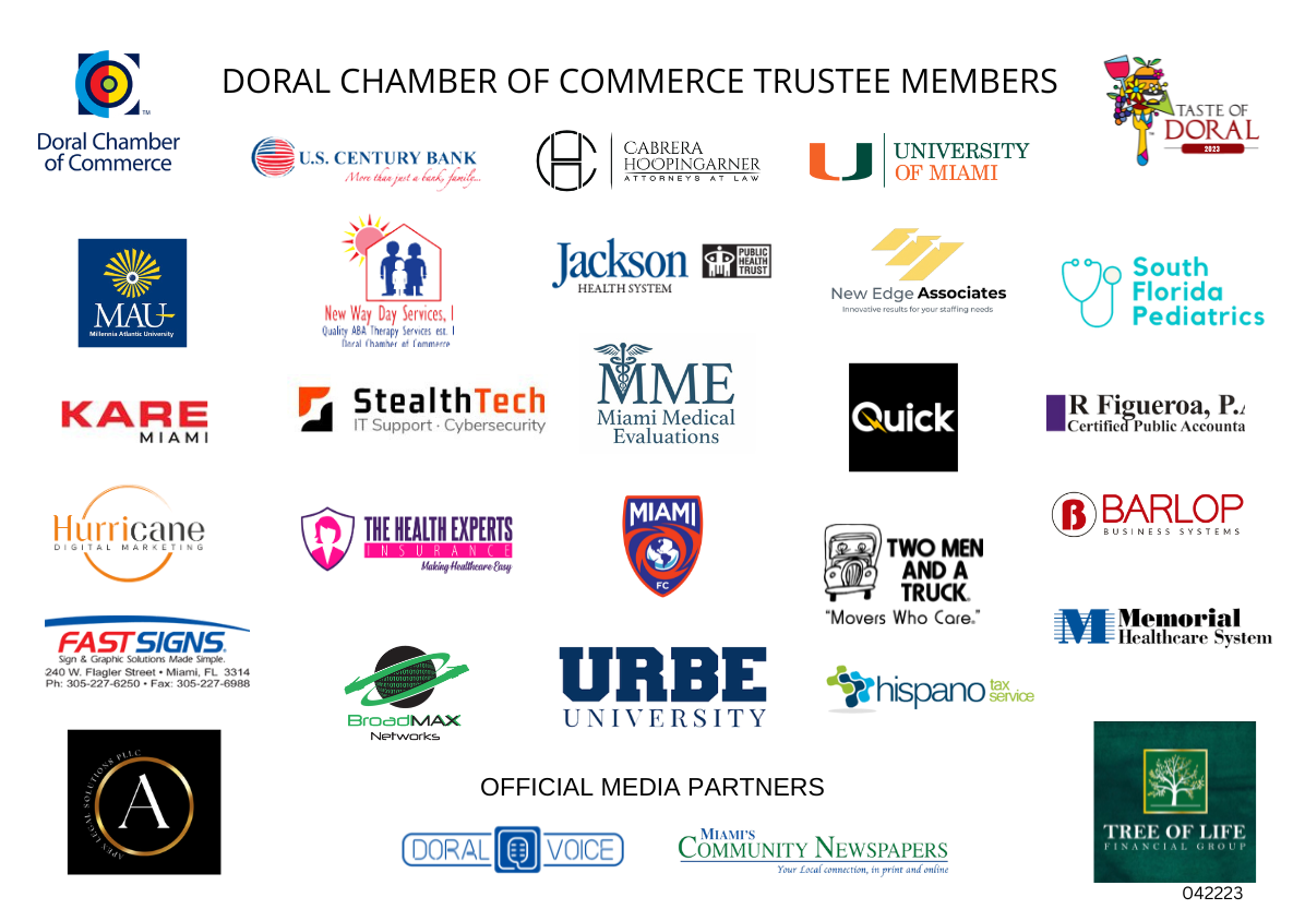 Doral Chamber of Commerce Trustee Members as of April 12th, 2023.