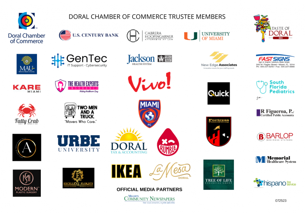 Doral Chamber of Commerce Trustee Members as of August 26th, 2023