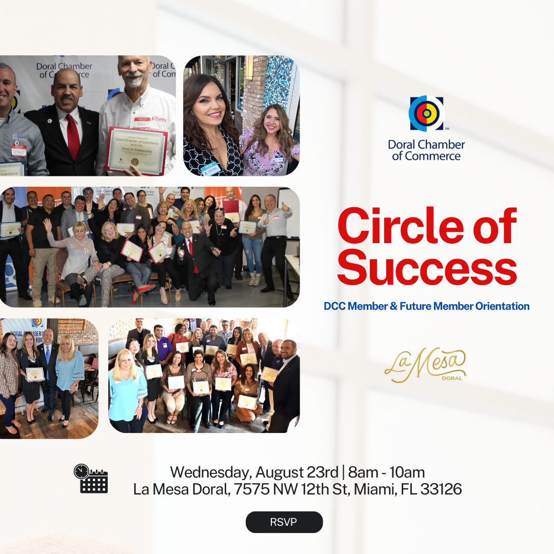 Circle of Success Doral Chamber of Commerce Benefits Networking Event.