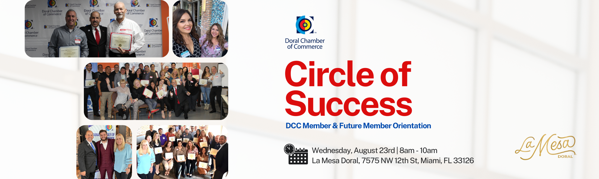 Circle of Success Doral Chamber of Commerce Benefits Networking Event.