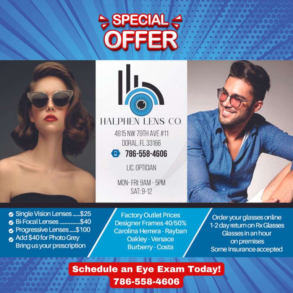 At Halphen Lens Co you will get a comprehensive eye exam or contact lens fitting. Our Optometrist will examine your eyesight to determine your exact prescription so that you will enjoy the best possible vision from your new glasses or contact lenses.