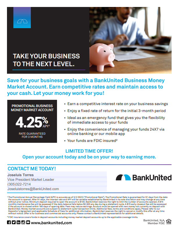 BankUnited Personal and Business money market