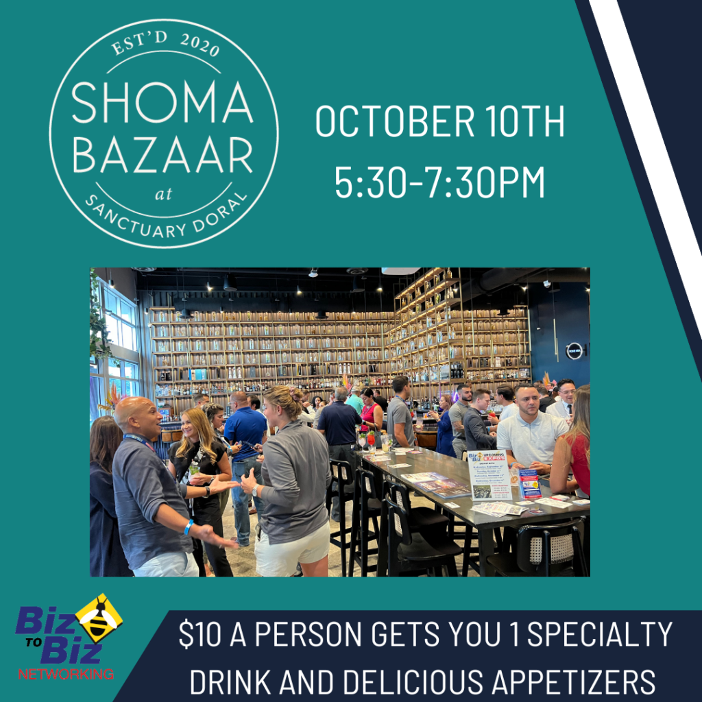 Biz To Biz Networking For just $10/person, you'll get a specialty drink and delicious appetizers! It's the perfect opportunity to connect with professionals while enjoying great food and drinks.