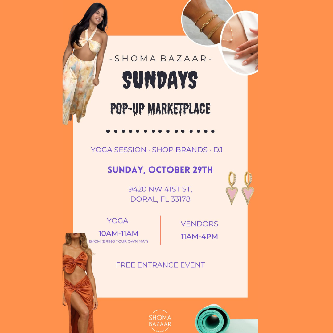 Shoma Bazaar Join us on Sunday, October 29th, for a spooktacular edition of our Pop-Up Marketplace. We also invite you to bring your little ones for a fun-filled trick-or-treat adventure around Shoma Bazaar