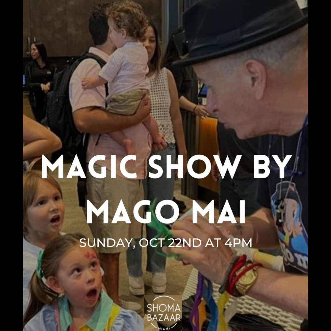 Shoma bazaar We invite you to join us for a captivating afternoon filled with tricks, illusions, and enchanting magic performed by the incredible Mago Mai.