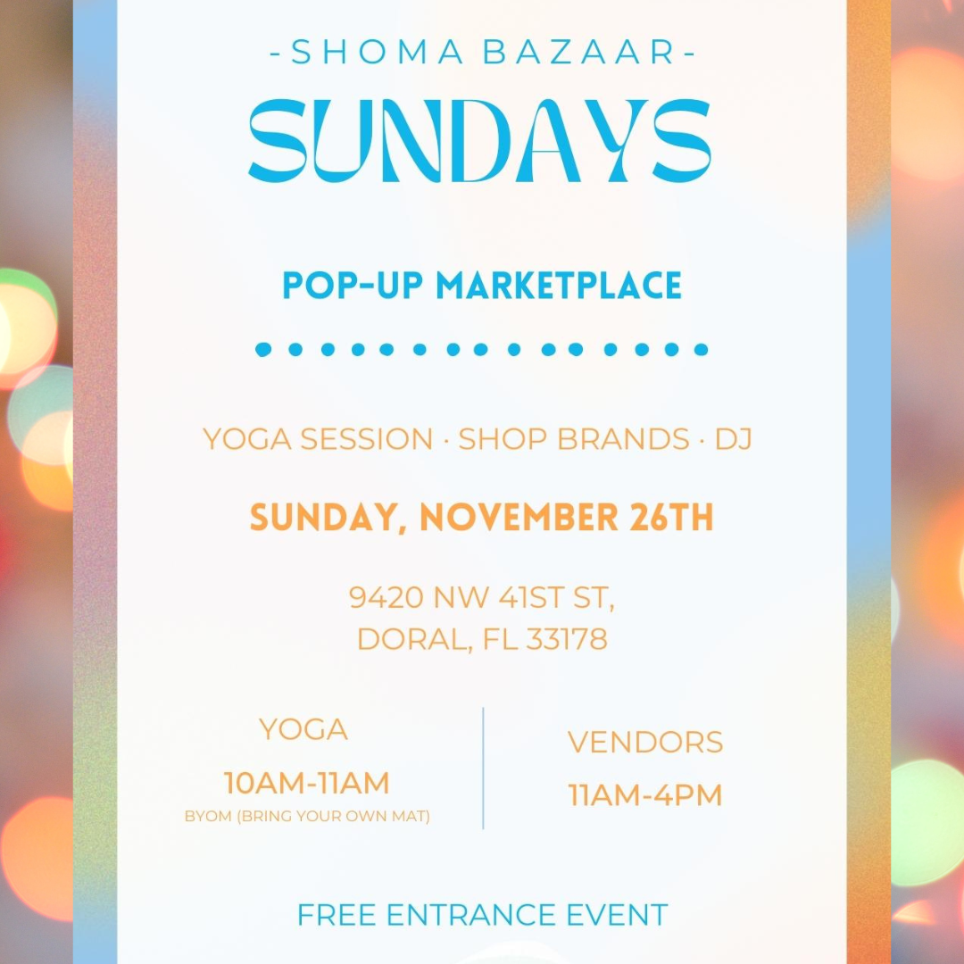 Shoma Bazaar Join us this Sunday for our monthly Sunday Pop-up Marketplace!