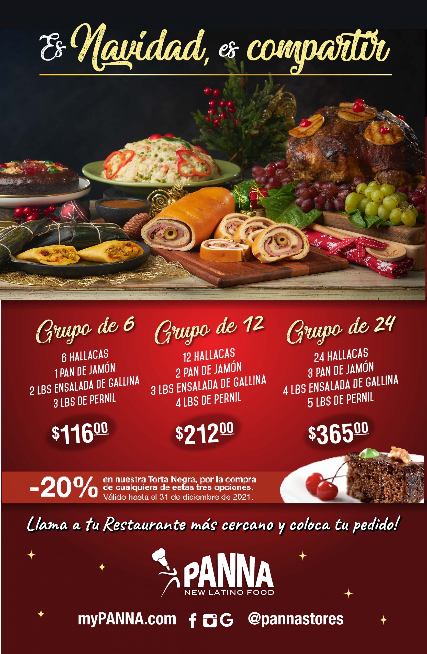 PANNA Reserve your Christmas Combo by calling Panna Doral at (305) 614-0202 until December 23rd