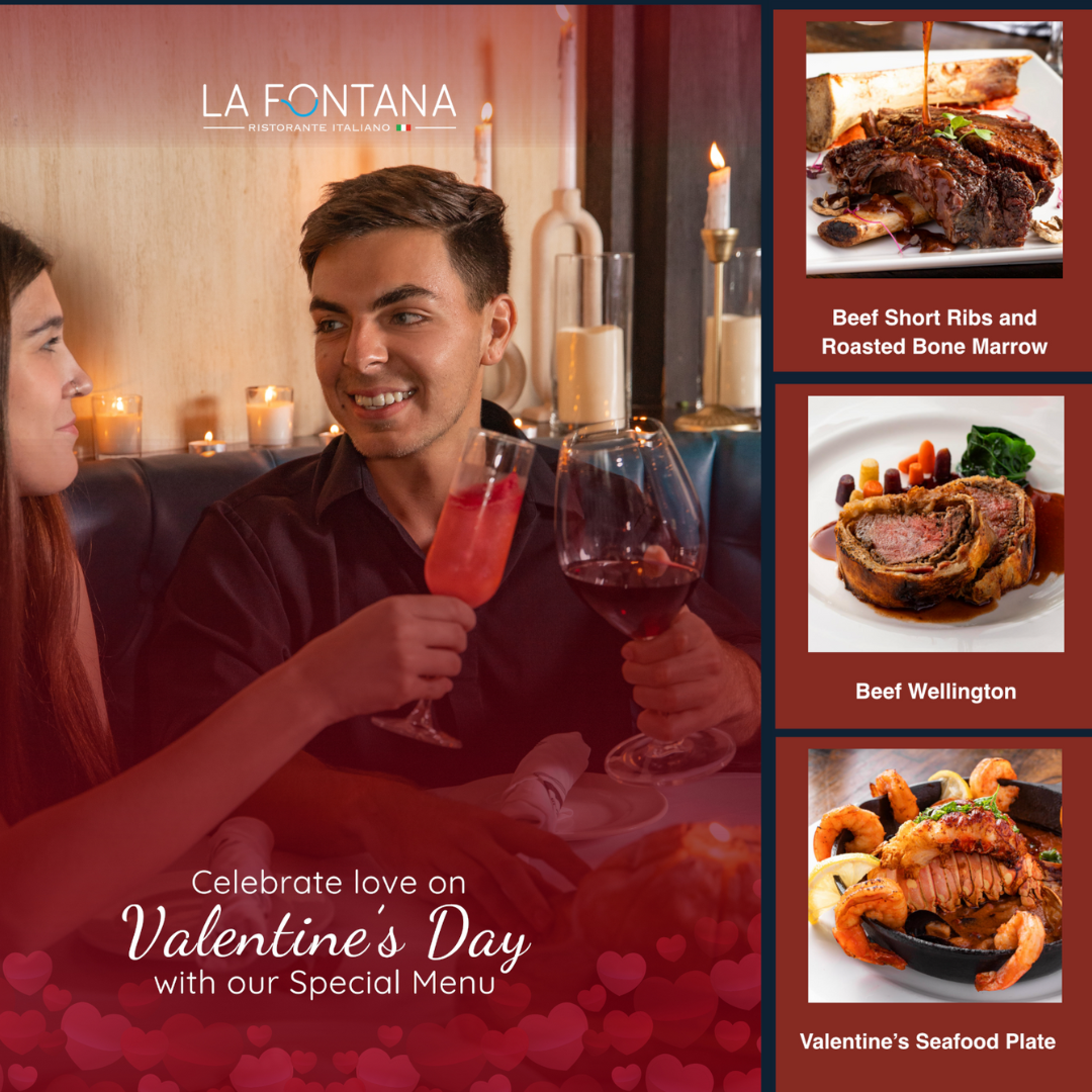 La Fontana Ristorante, where love and flavor dance harmoniously. We're thrilled to unveil our exclusive Valentine's Menu, meticulously crafted to kindle the flames of love