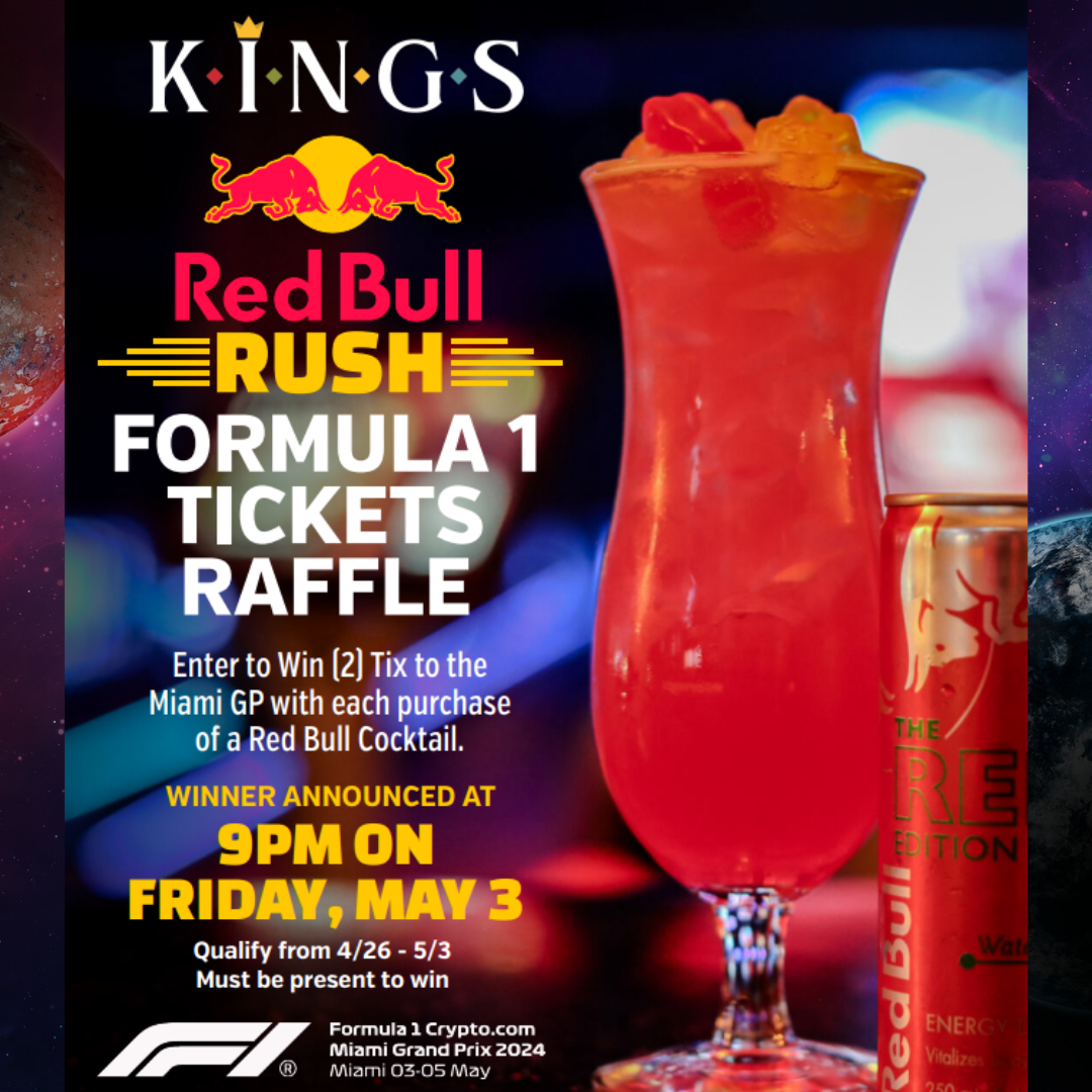 Kings Dining & Entertainment WATCH FORMULA 1 AT KINGS MIAMI shape, arrow Looking for tickets? We have them!