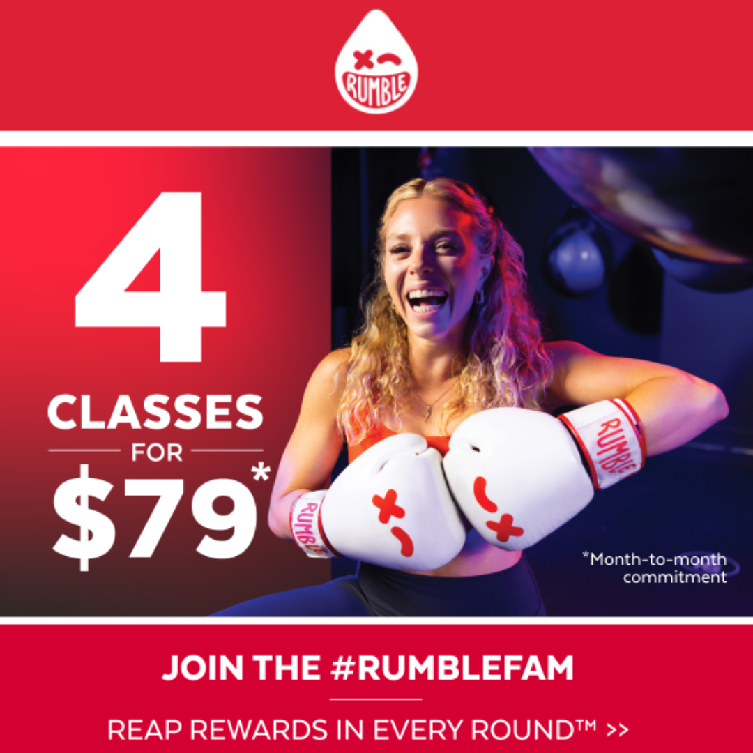 Rumble Boxing Midtown Doral SAVE FOR LIFE. 4 CLASSES/MONTH FOR ONLY $79