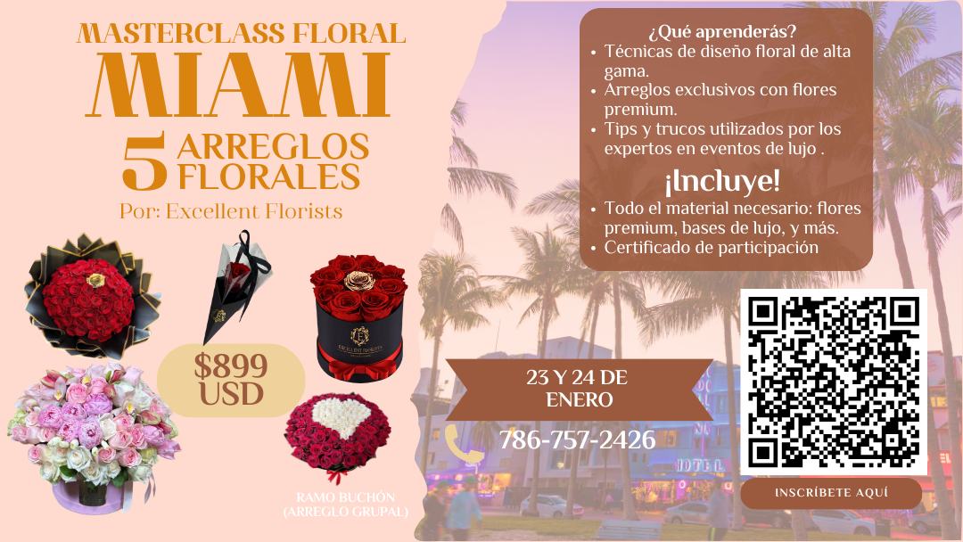 Excellent Florists Masterclass Floral en Miami: Domina el arte de los arreglos premium.