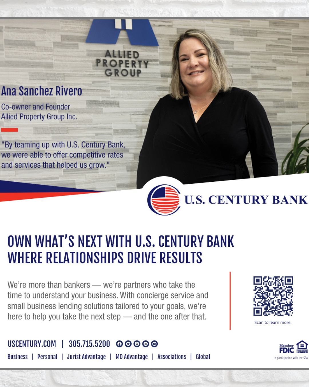 U.S. Century Bank Building Communities, Backed by U.S. Century Bank ﻿Meet Ana Sanchez Rivero