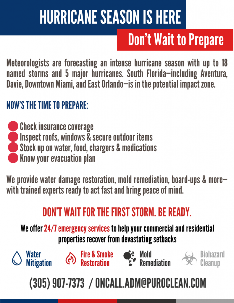 PuroClean of Aventura, Davie and Downtown Miami Your Local Restoration Partner for Water, Fire, Mold & More