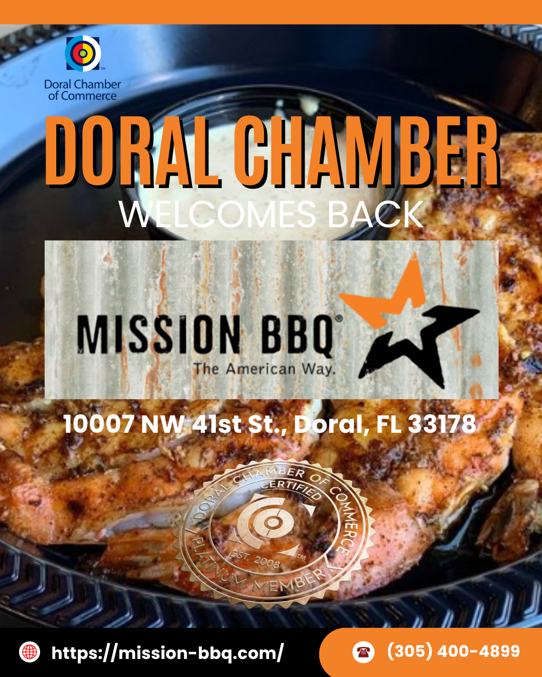 Doral Chamber of Commerce Welcomes Back Mission BBQ Doral as a Renewing Platinum Member