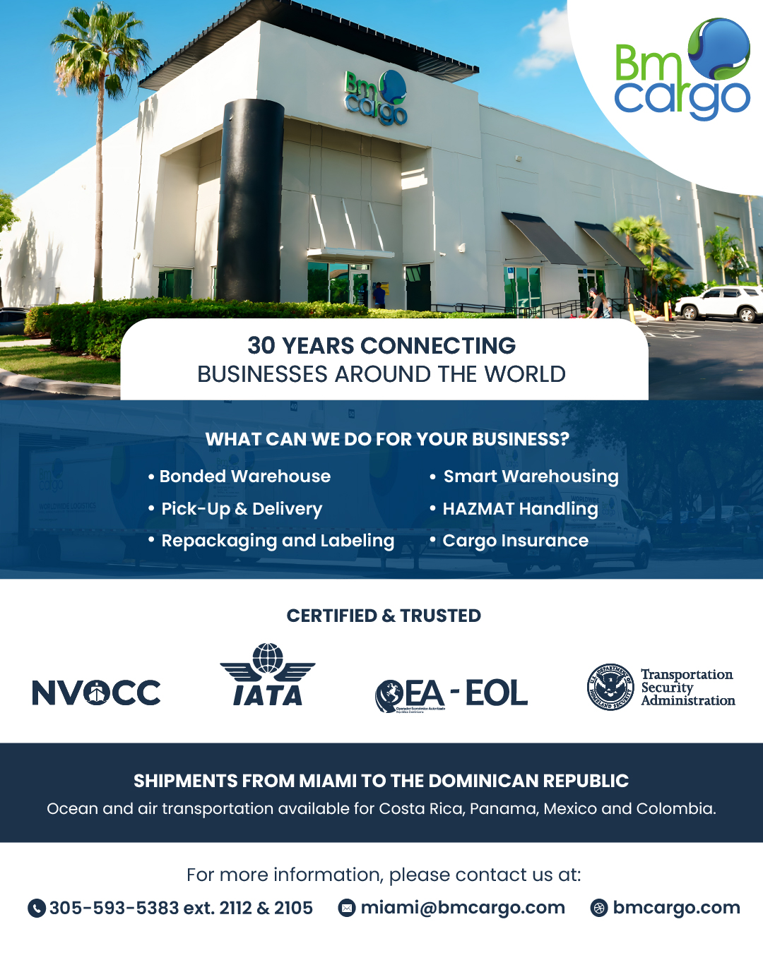BM Cargo Certified, reliable, and compliant ﻿BM Cargo’s international shipping solutions
