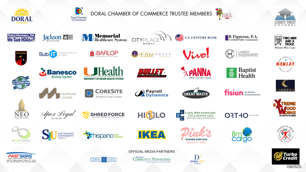 Doral Chamber of Commerce Trustee Members as of August 5th.
