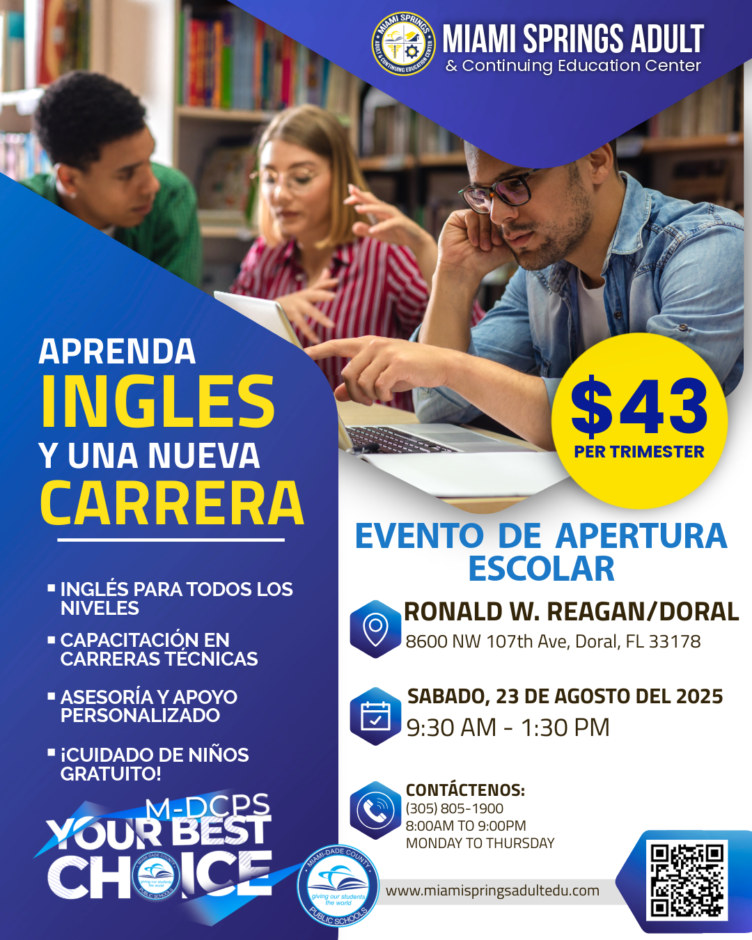 Miami Springs Adult & Continuing Edu. Ctr CLASES DE INGLES Y CIUDADANIA EN DORAL