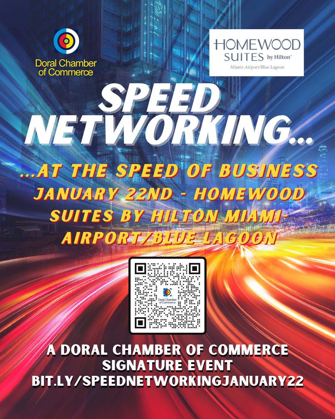 Speed Networking at the Speed of Business – January 22 at Homewood Suites by Hilton Miami-Airport/Blue Lagoon