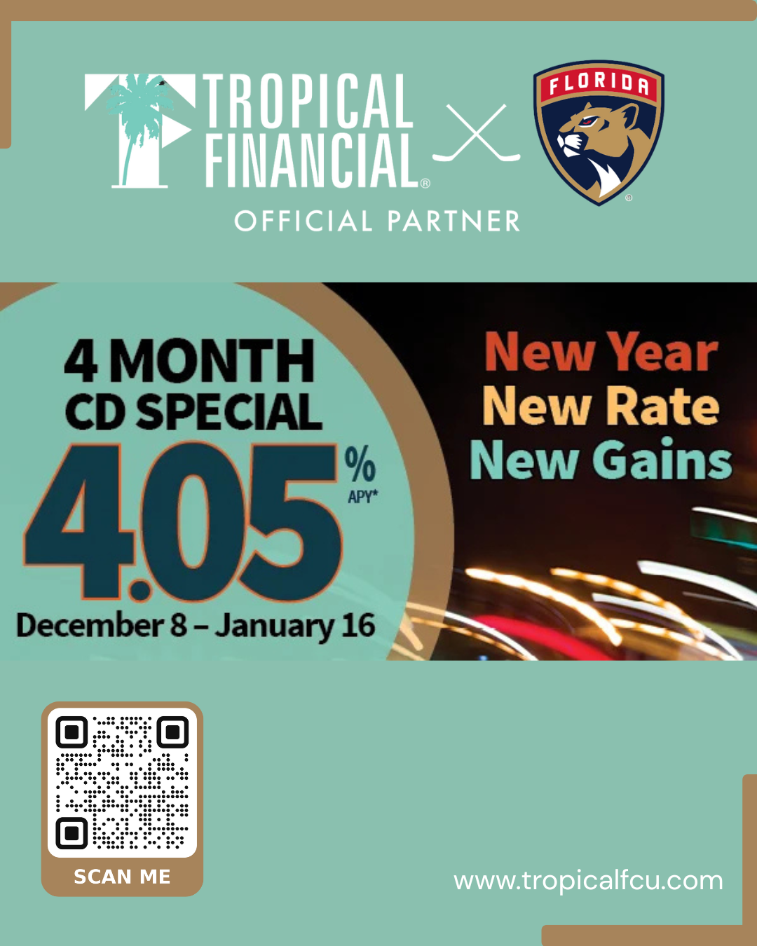 Start 2026 Strong with a 4.05% APY 4-Month CD from Tropical Financial!