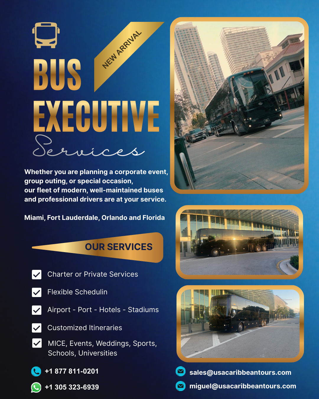 USA CARIBBEAN TOURS CORP New Executive Buses