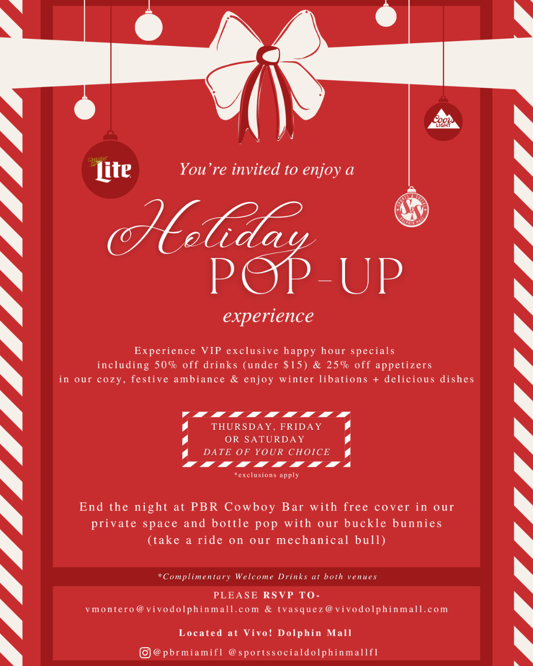 Vivo! Dolphin Mall Enjoy a holiday pop up experience at Sports & Social!
