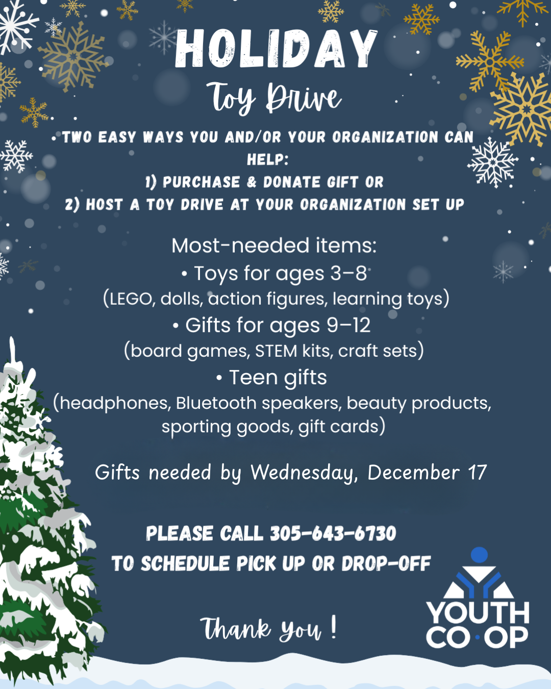 Youth Co-Op, Inc. Holiday Gift Drive
