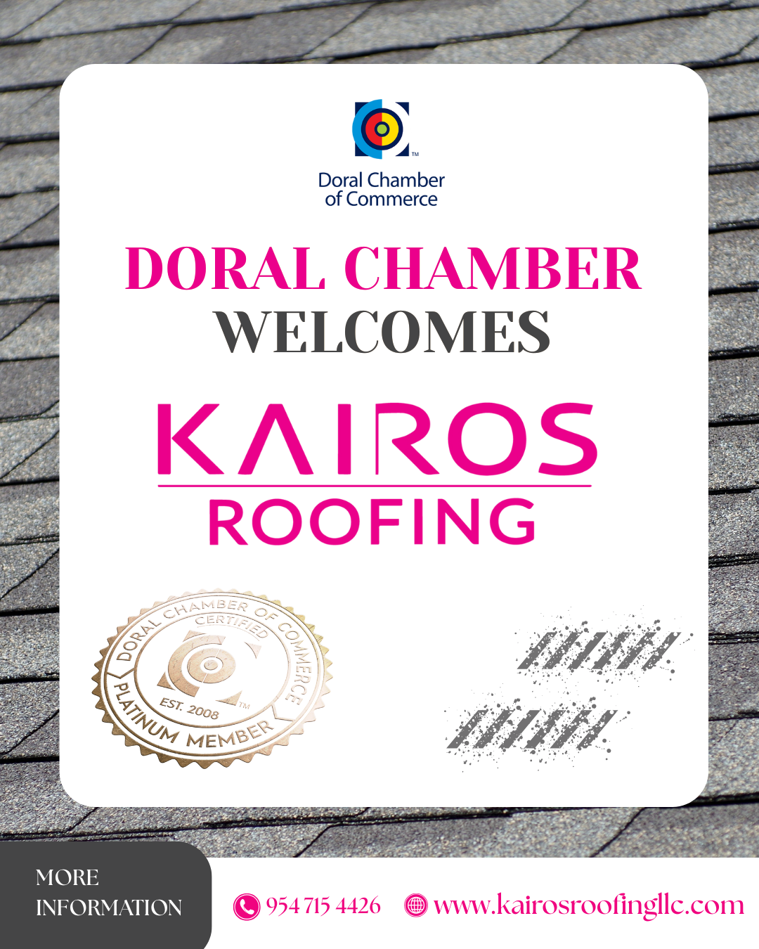 Doral Chamber of Commerce Proudly Welcomes Kairos Roofing as a Platinum Member.